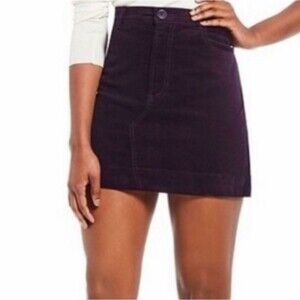 Chelsea & Violet Corduroy Eggplant A-Line Stretch Mini Skirt Jean Medium NWT